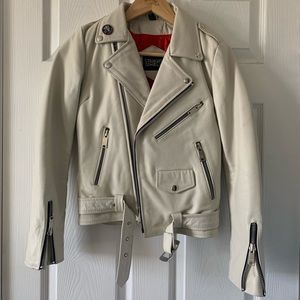 Bone White Straight to Hell Leather Jacket